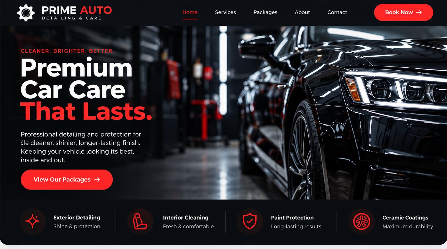 Preview of the Prime Auto Detailing & Care website, built by Clarnex Web